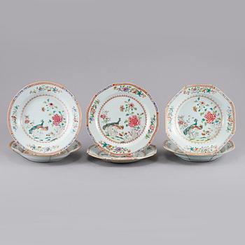 TALLRIKAR, 6 st, porslin, Kina, 1700-tal.