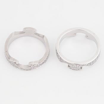 GEORG JENSEN, two "Fusion" brilliant cut diamond rings.