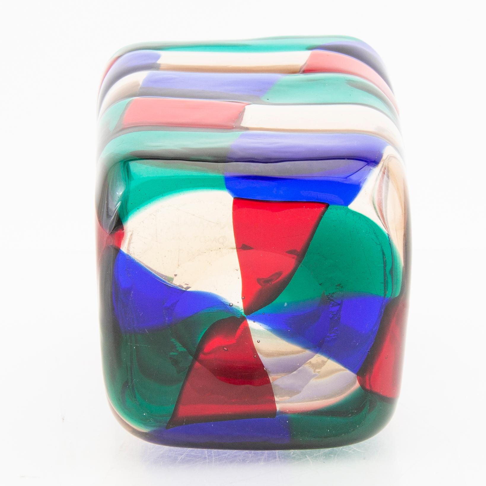 Fulvio Bianconi, a Pezzato glas vase from Venini Italy mid 1900s.