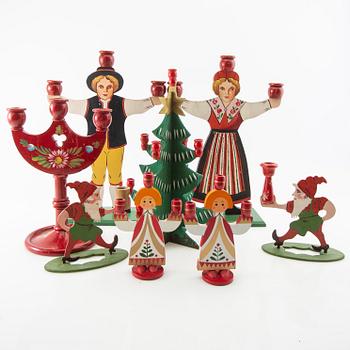 Candelabras/Candle holders 8 pcs 20th century painted wood,