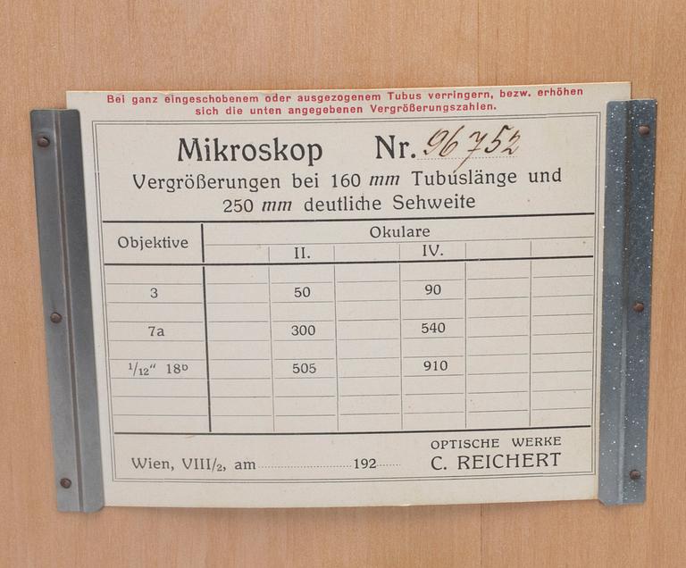 MIKROSKOP, Reichert, 1900-tal,