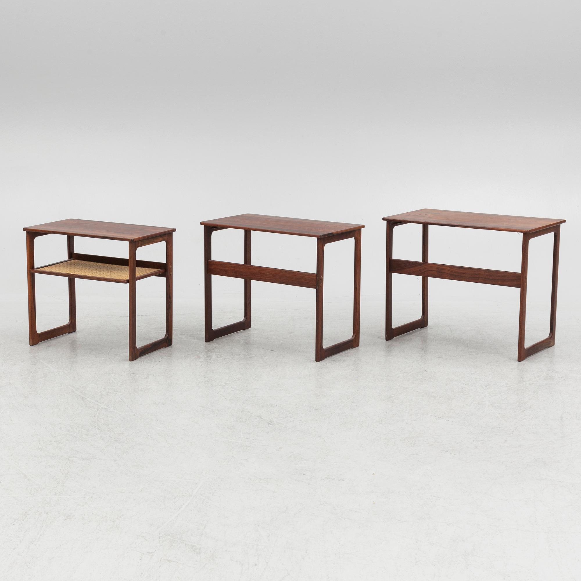 Johannes Andersen, nesting table, 3 pieces, CFC, Silkeborg, Denmark, 1950s/60s.