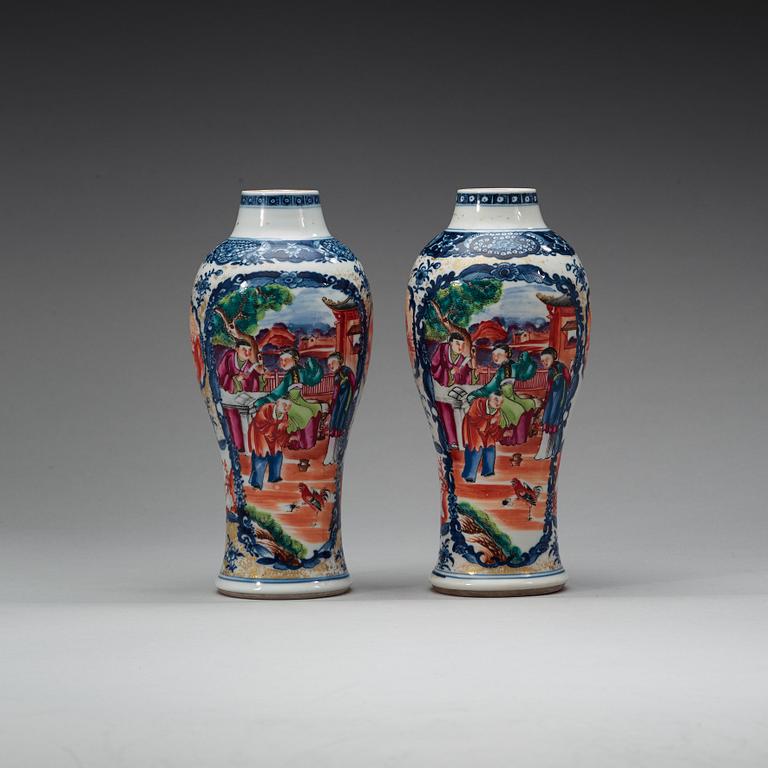 A pair of famille rose vases, Qing dynasty, Qianlong (1736-95).