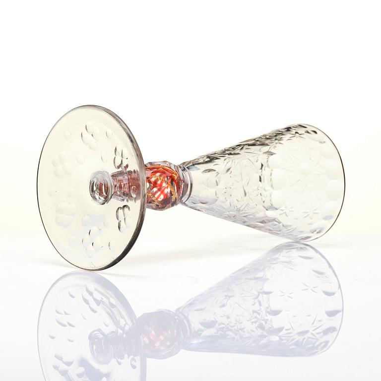 A German cut glass goblet, 18th century.