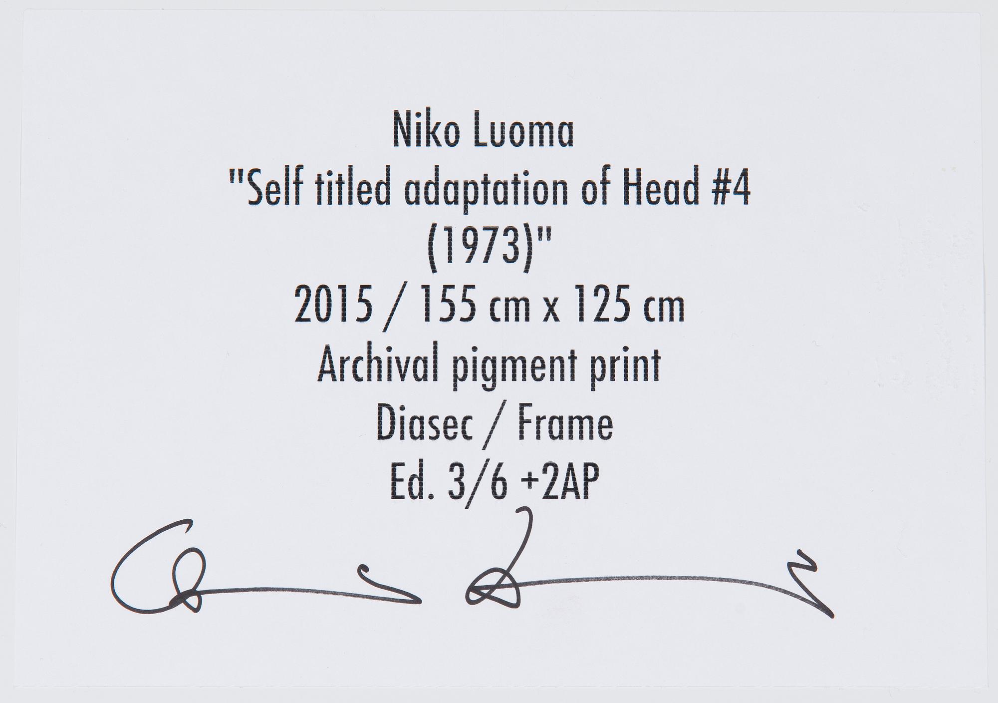 Niko Luoma, "Self titled adaption of Head #4 (1973)".