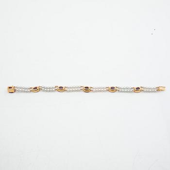 Bracelet, Engelbert, 18K gold with amethysts and pearls.