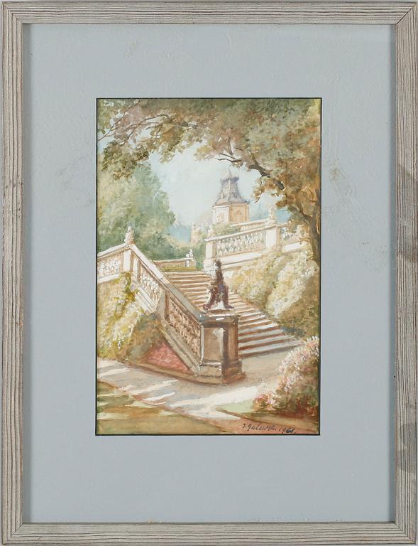 OKÄND KONSTNÄR, 7 st, akvareller, sign J Galewski och dat 1961.