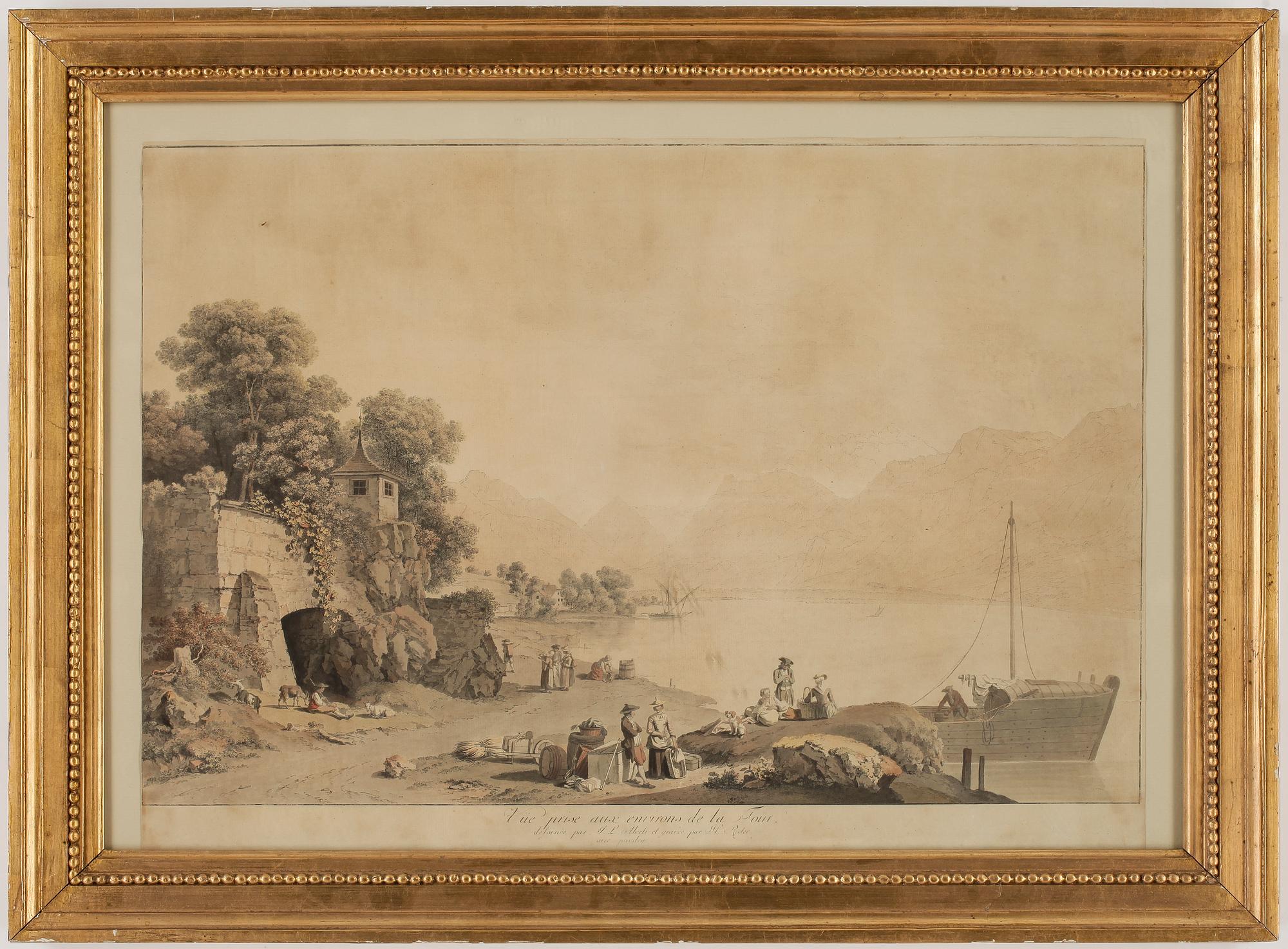 JOHANN LUDWIG ABERLI, handkolorerad etsning. Kolorerad av H Rieter.