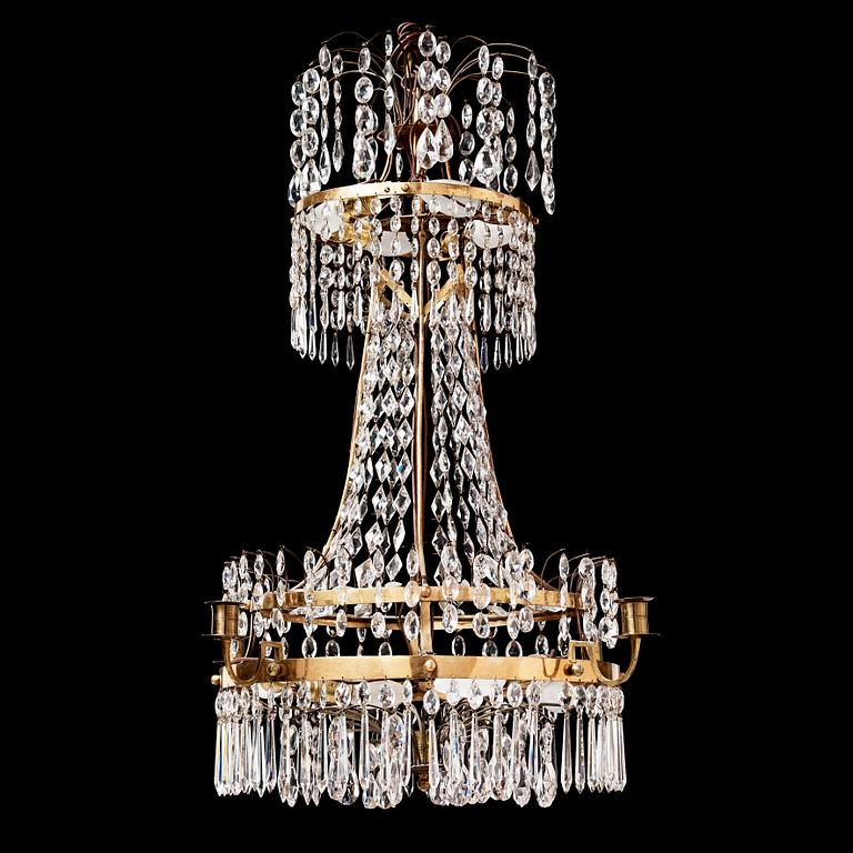 A late Gustavian circa 1800 five-light chandelier.