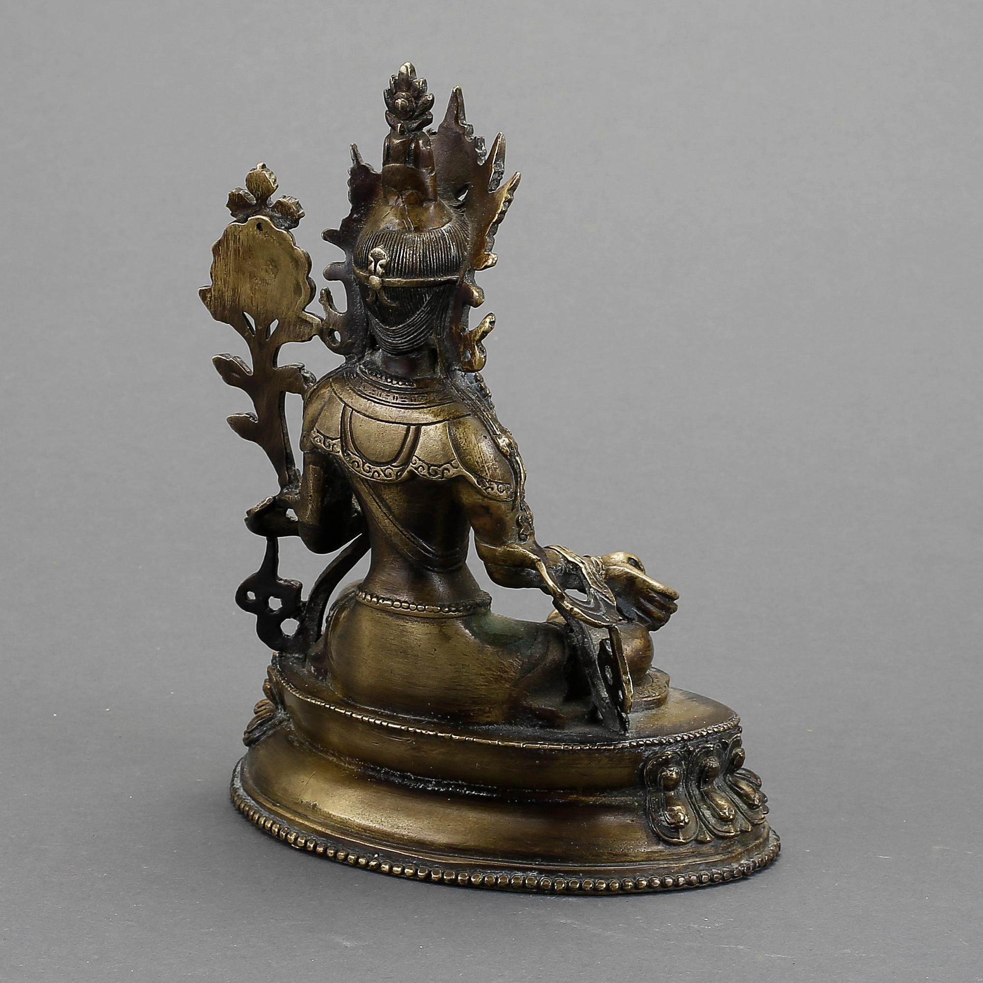 BUDDHA, "GRÖN TARA", kopparlegering, Tibet, 1900-tal.