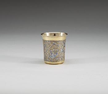 A RUSSIAN SILVER-GILT AND NIELLO BEAKER, unknown makers mark, Moscow 19th century.