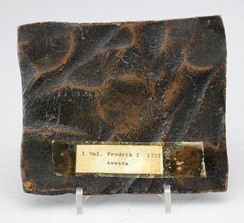 PLÅTMYNT, koppar, 1 daler silvermynt, Fredrik I, Sverige 1721.