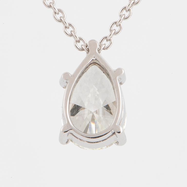 Pear shaped diamond necklace.