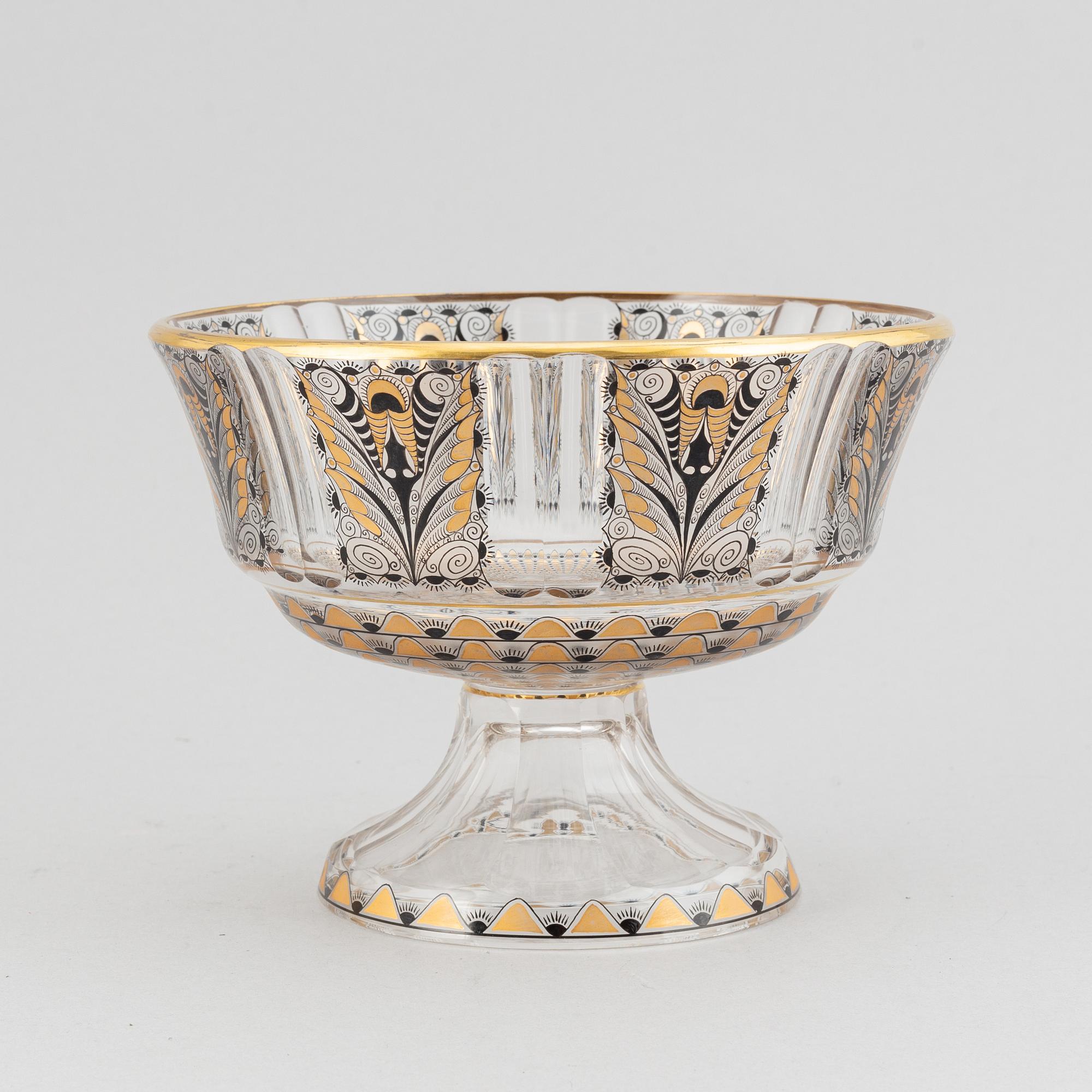 Adolf Beckert, skål på fot, glas, jugend, Steinschönau, 1910/20-tal.