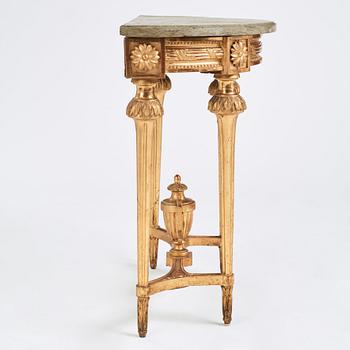 A Gustavian carved giltwood console table, late 18th Century.