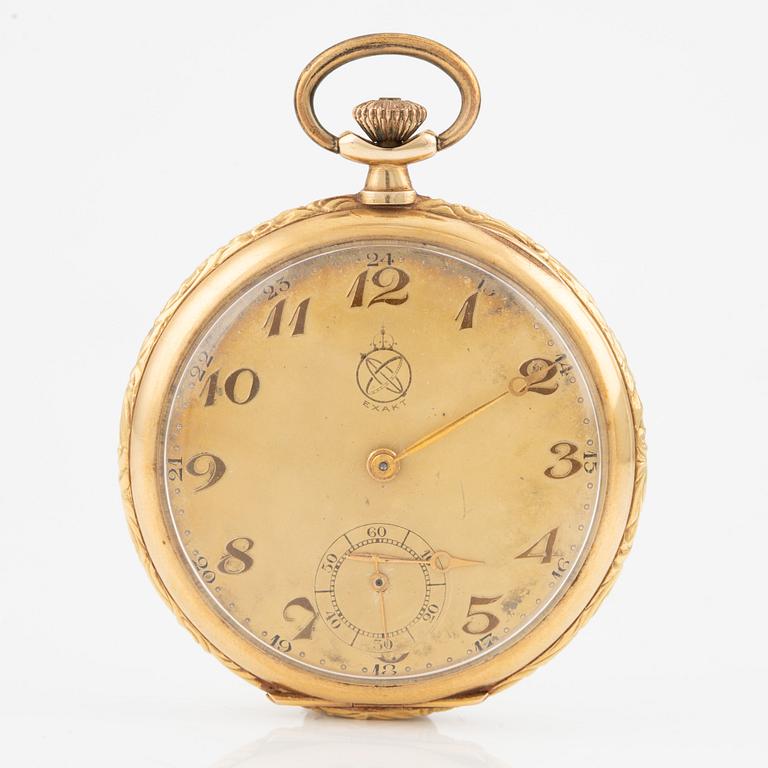 Pocket watch, 14K gold, "Exakt", 49 mm.