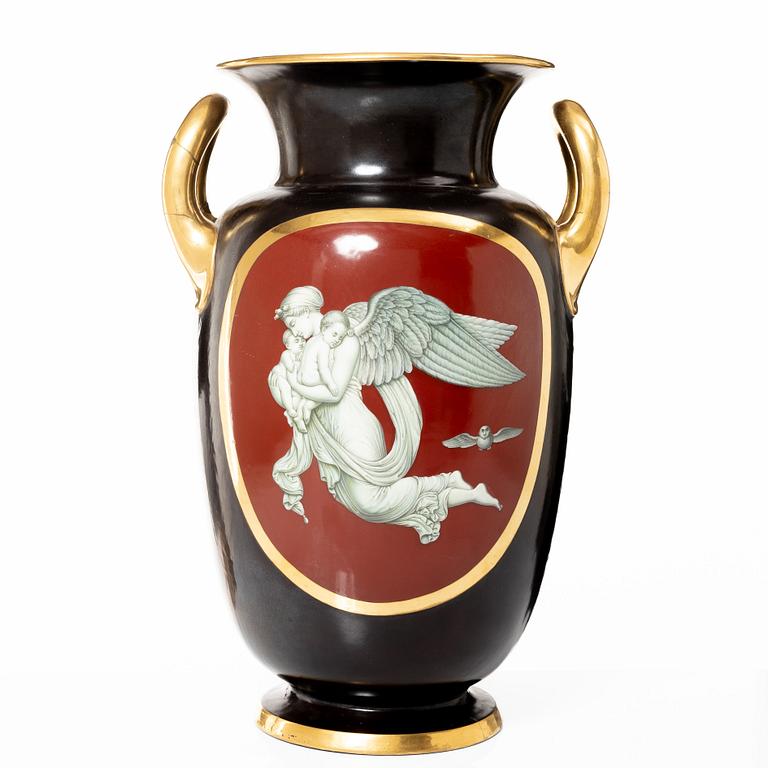 A large Swedish porcelain urn, Gustavsberg, 1866.