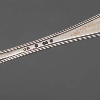 A Swedish set of twelve 19th century silver dessert spoons, mark of ID Blomstervwall, Gothenburg 1825.