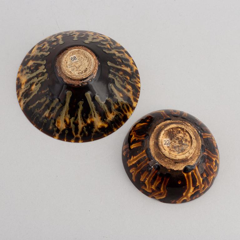 Two Chinese song style 'Tortoiseshell' glazed bowls, presumably 20th century.