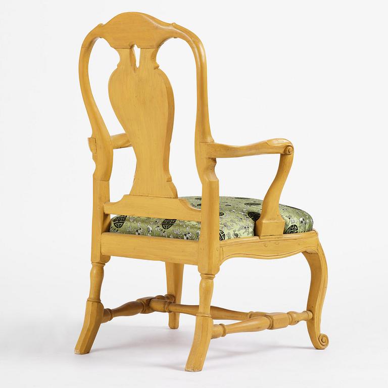 A Swedish rococo armchair attributed to P. Österman (master in Stockholm 1746-76).