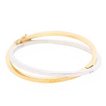 18K gold and white gold bangle.