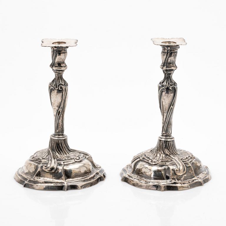 Ljusstakar, ett par, silver, Conrad Jurgen Hartwig, Schleswig.