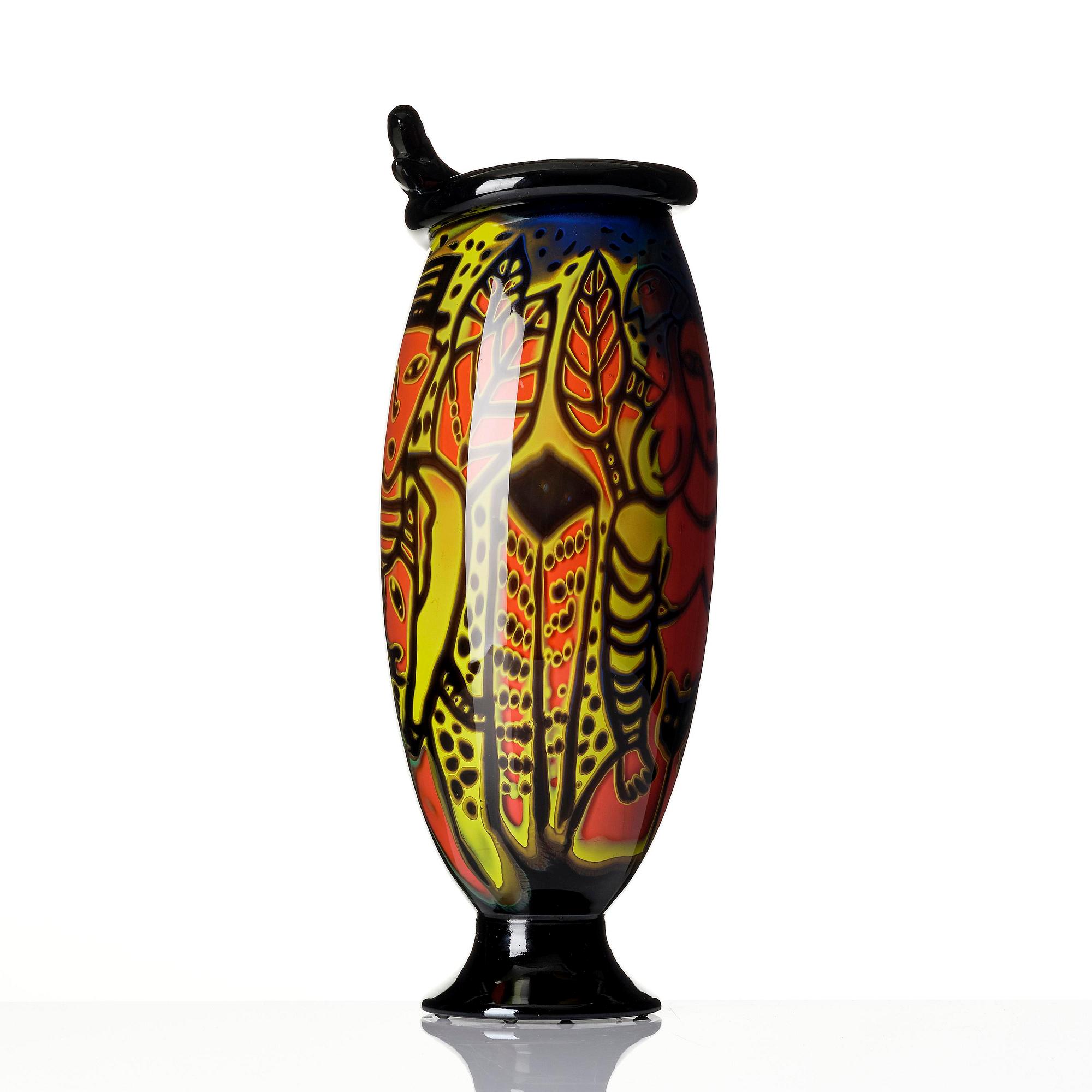 Ulrica Hydman-Vallien, a graal glass vase, Kosta Boda, Sweden, edition 1/5.