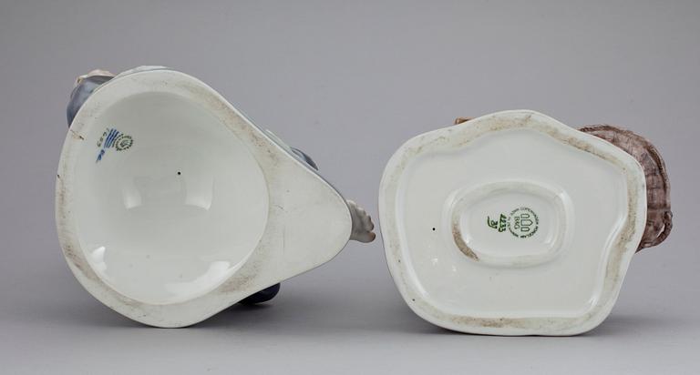 FIGURINER, 2 st, porslin, Royal Copenhagen samt Bing Gröndal.