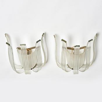 Sven Palmqvist, a pair of "PD 9121" wall lamps, Orrefors, 1940s.