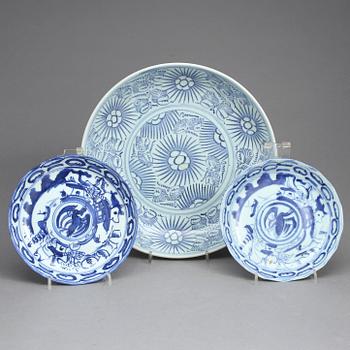 FAT, 3 st. Porslin, Kina, 1800-tal.