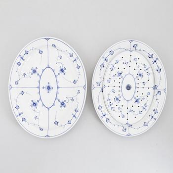 Two porcelain "Blue Fluted plain" serving dishes, Royal Copenhagen, Denmark, 19th century and 1889-1922-.