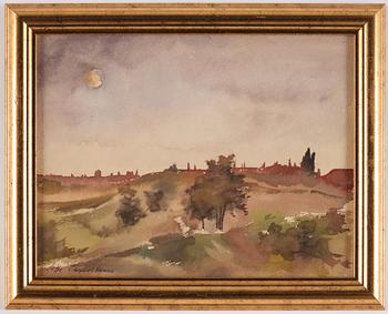 Lotte Laserstein, Landscape with city in the background.