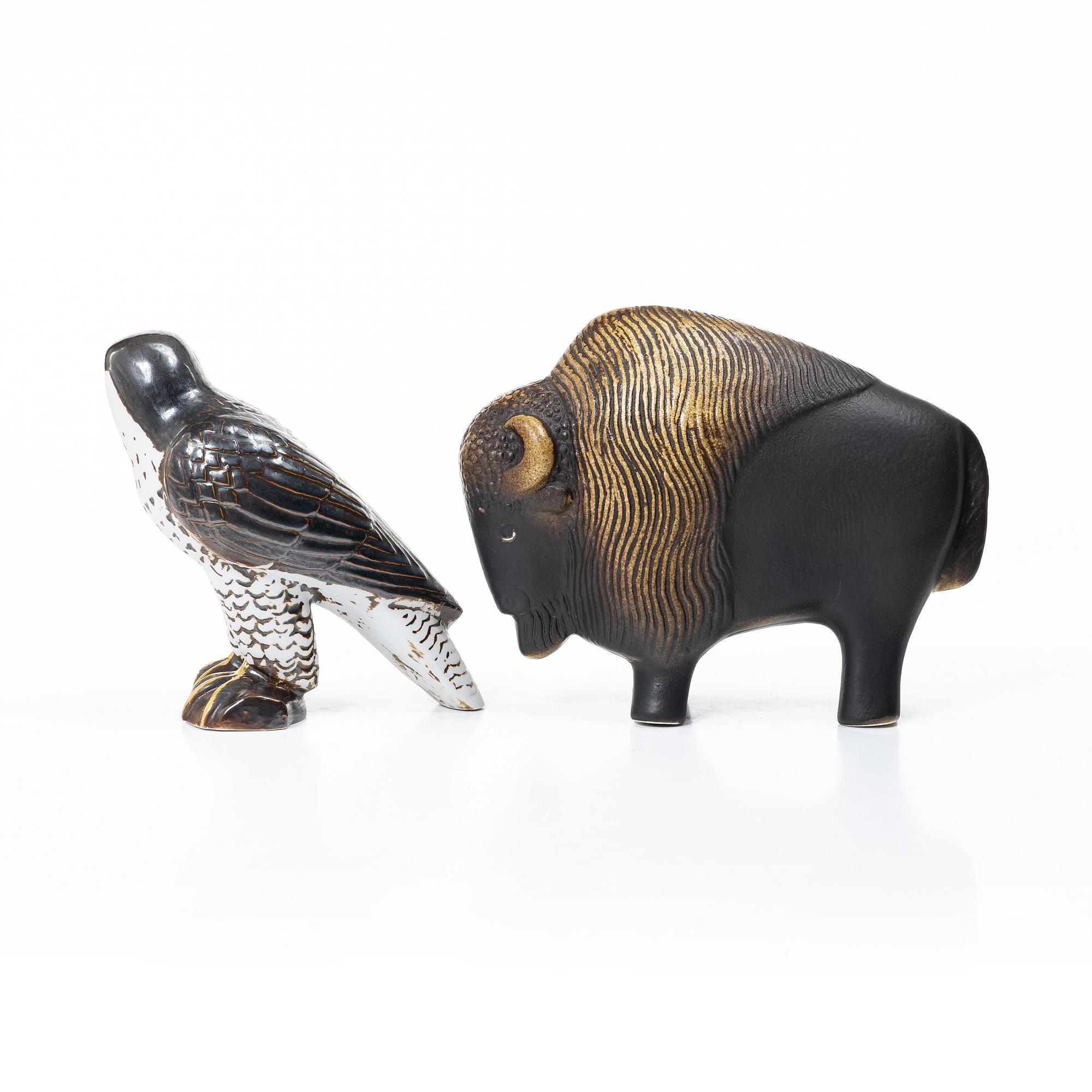 Lisa Larson, a 'Säl' and 'Utter' figurine, Gustavsberg for NK, Nordiska Kompaniet in collaboration with WWF.