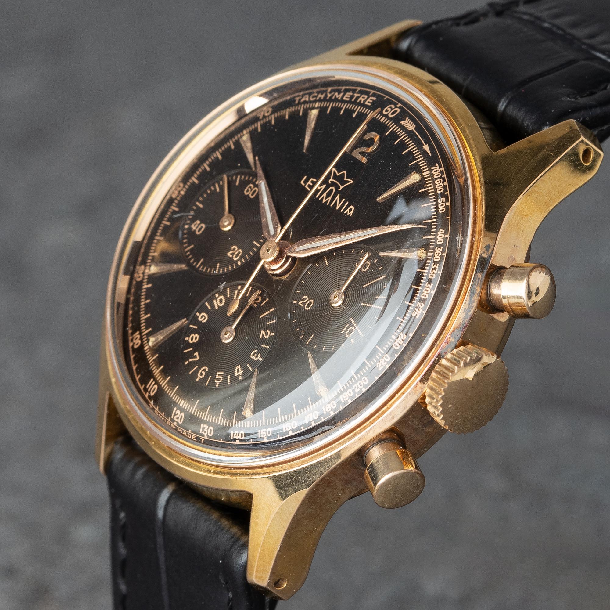 Lemania, "Tropical Dial", kronograf, ca 1950.