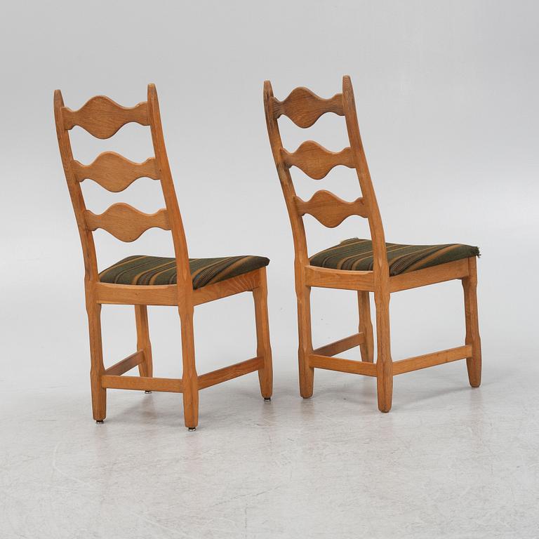 Henning Kjærnulf, a set of six chairs, Denmark, 1960's.