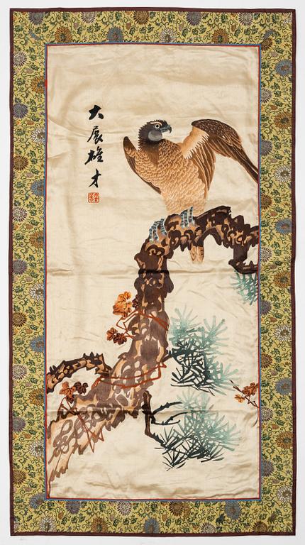 A Chinese silk embroidery, around 1900.