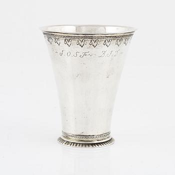 Bägare, silver, Samuel Nourin, Nyköping, före 1753.