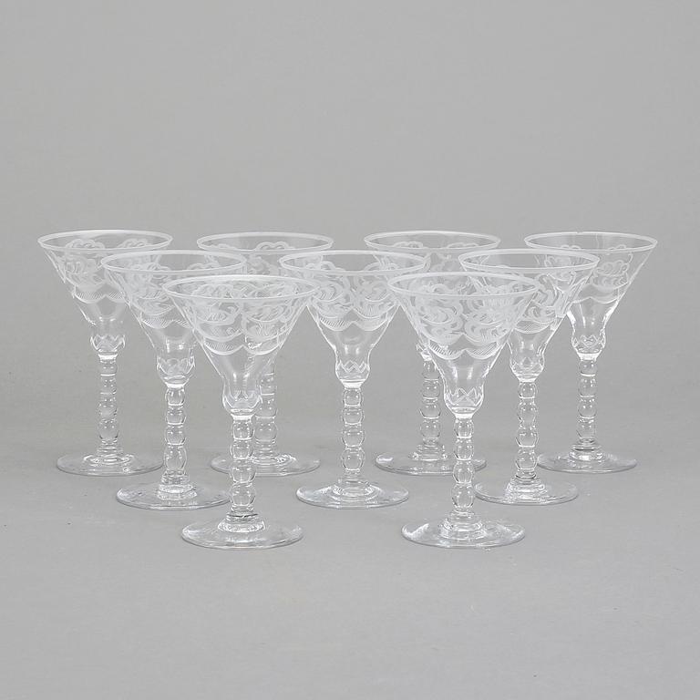 LIKÖRGLAS/SHOTSGLAS, "Molnet", 9 st. Simon Gate, Orrefors, 1920-40-tal.