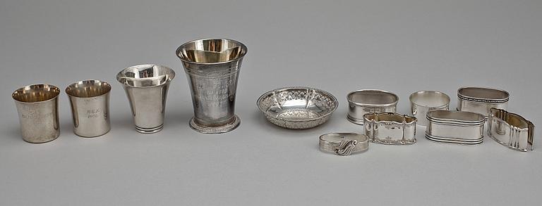 PARTI SILVER, 47 delar, bl.a. GAB Stockholm, 1900-tal. Tot vikt ca 990 gram.