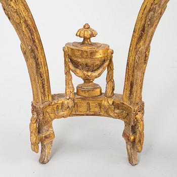 A presumably Danish Louis XVI giltwood and marble console table, late 18th century.