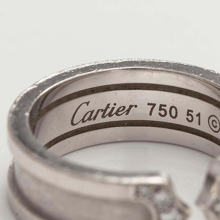 Cartier, Ring, “Double C”, 18K white gold and brilliant-cut diamonds.