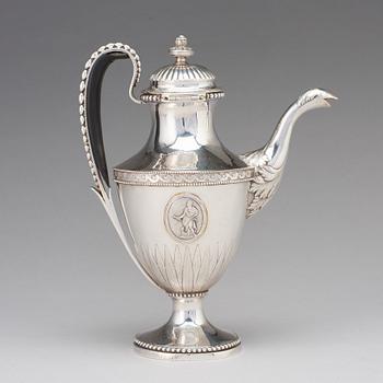 Johan Fredrik Wildt, kaffekanna, silver, Stockholm 1790, gustaviansk.