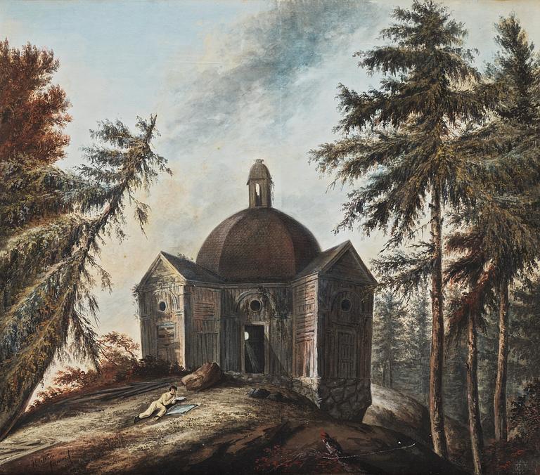 Carl Petter Hilleström, Youth reading outside an church.