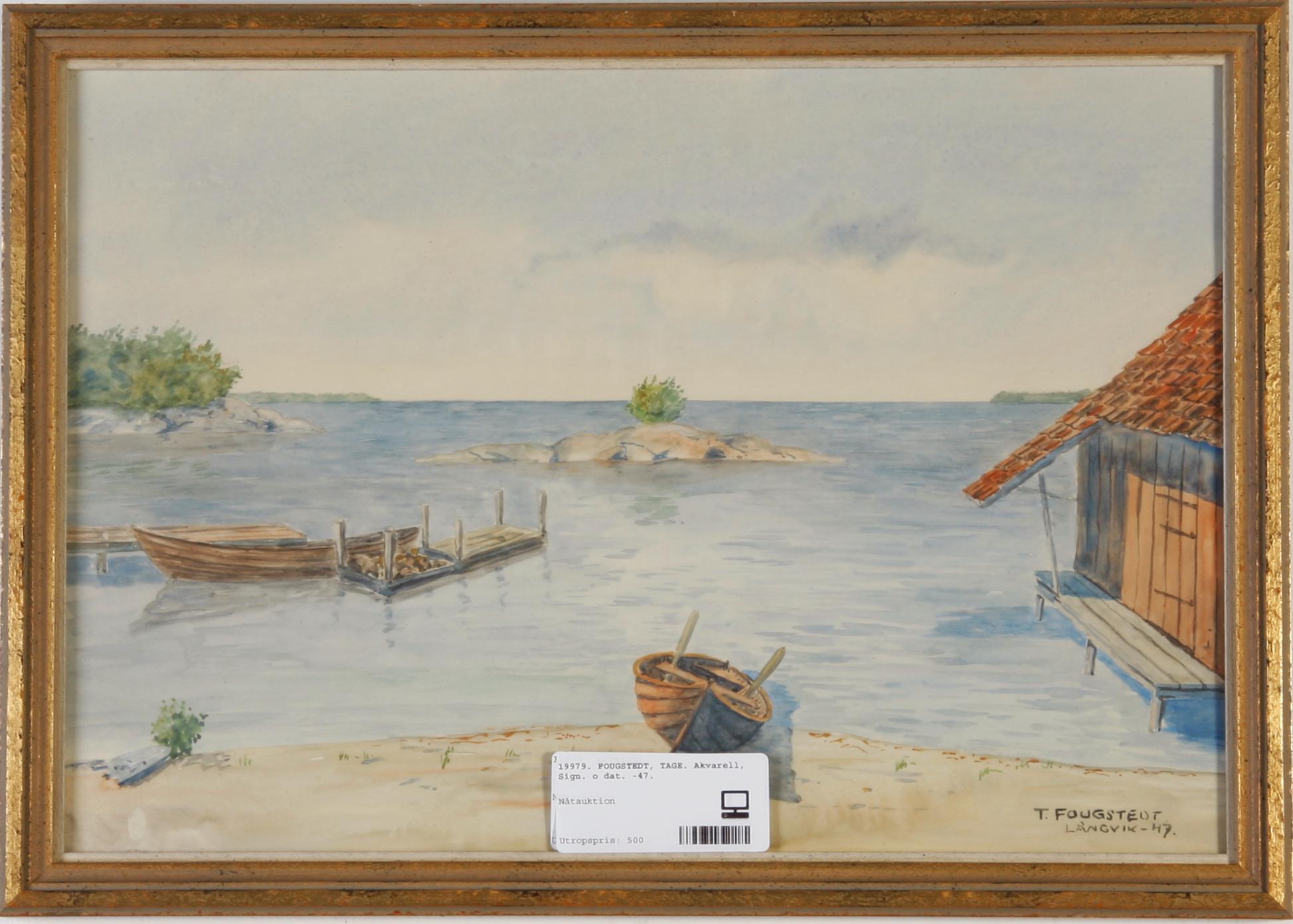 FOUGSTEDT, TAGE. Akvarell, Sign. o dat. -47.