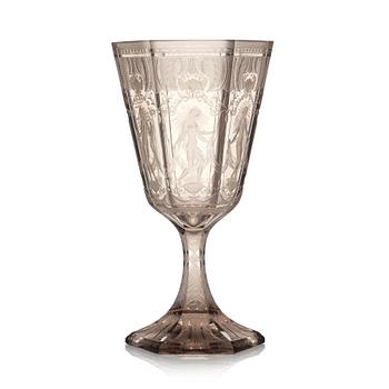 Simon Gate, an engraved glass goblet, 'Six Graces', Orrefors, Sweden, 1927.