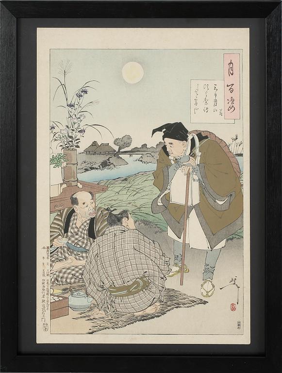 TSUKIOKA YOSHITOSHI, träsnitt, omkring år 1900.