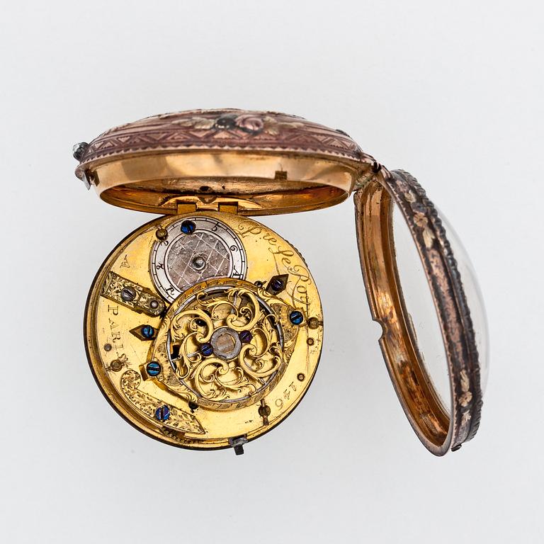 A gold verge pocket watch, Le Roy, Paris, c. 1780.