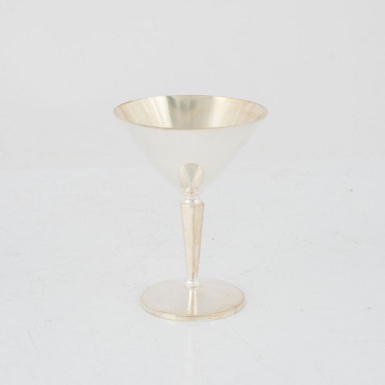 Cocktailglas, 12 st, silver, K&EC, Göteborg, 1962.