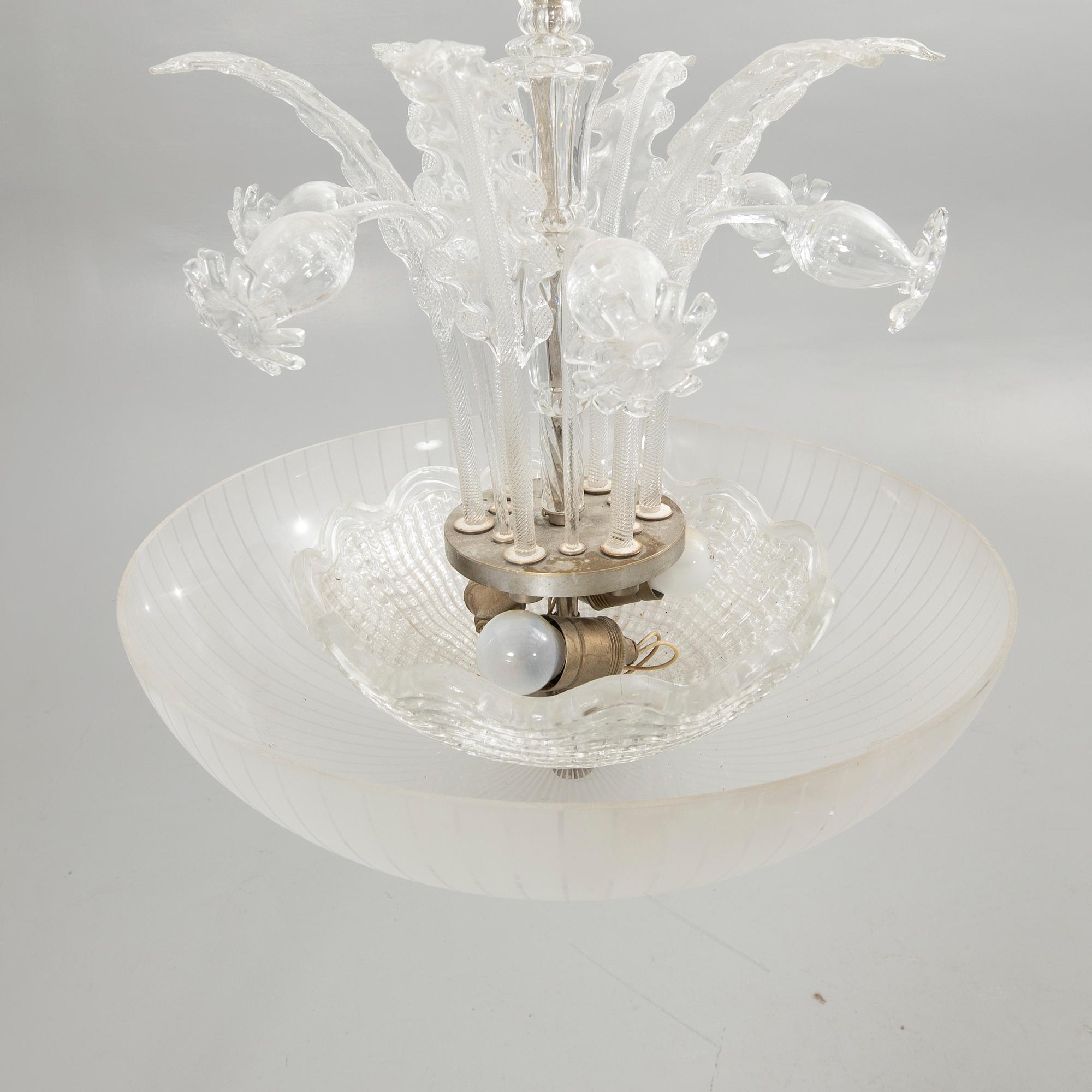 Fritz Kurz, Attributed, ceiling lamp, Orrefors, mid-20th century.