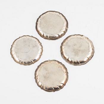 Four silver coasters, Denmark, 1962.